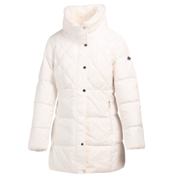 ♠️kate spade Quilted Feather & Down Puffer Coat, Cream Combo NWT - Picture 3 of 14